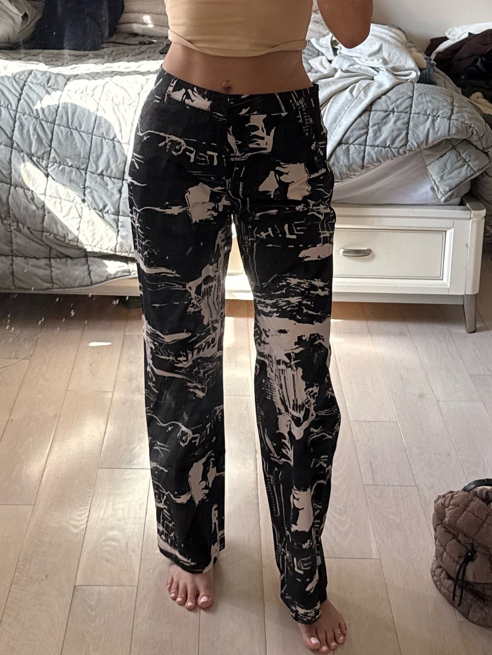 Black Graphic Pants White Fox Boutique